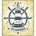 thumbnail image 3 of Nautical Duvet Cover Set, Retro Coastal Lighthouse Ship Helm Wheel Antiqued Seabirds Seagulls, Decorative 3 Piece Bedding Set with 2 Pillow Shams, Calking Size, Grey Yelloe Slate Blue, by Ambesonne, 3 of 3