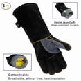 thumbnail image 2 of SZTXJ Extreme Heat and Fire Resistant Leather Gloves with Kevlar Stitching for Fireplace, Stove, Oven, Grill, Welding, BBQ (14 inch), 2 of 5