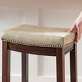 thumbnail image 4 of Linon Claridge 26" Backless Indoor Wood Counter Stool, Dark Brown/Beige Faux Leather, 1 Stool, 4 of 9