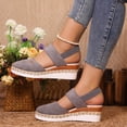 thumbnail image 3 of Modsatep Women's Closed Toe Platform Wedge Sandals Comfortable Ankle Strap Summer Dressy Espadrilles Low Heels Shoes Grey 8, 3 of 8