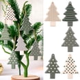 thumbnail image 3 of BESTSKY 6Pcs Neutral Christmas Tree Ornaments 5.9 Inch Sage Green Hanging Decorations Boho Modern Silicone Christmas Ornaments with Ropes for Xmas Tree Winter Crafts, 3 of 7