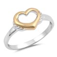 thumbnail image 1 of Gold-Tone Heart Promise Ring .925 Sterling Silver Band Jewelry Female Male Unisex Size 9, 1 of 4