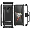 thumbnail image 3 of Case with Clip for Galaxy S9 Plus, Black Tri-Shield Rugged Hybrid Cover with Belt Hip/Holster Combo [with Magnetic Kickstand] and [Bonus Lanyard Wrist Strap] for Samsung Galaxy S9+ (SM-G965), 3 of 6