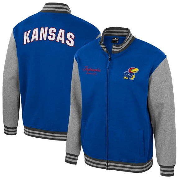 Men's Colosseum Royal Kansas Jayhawks Ambi-Turner Full-Zip Varsity Jacket