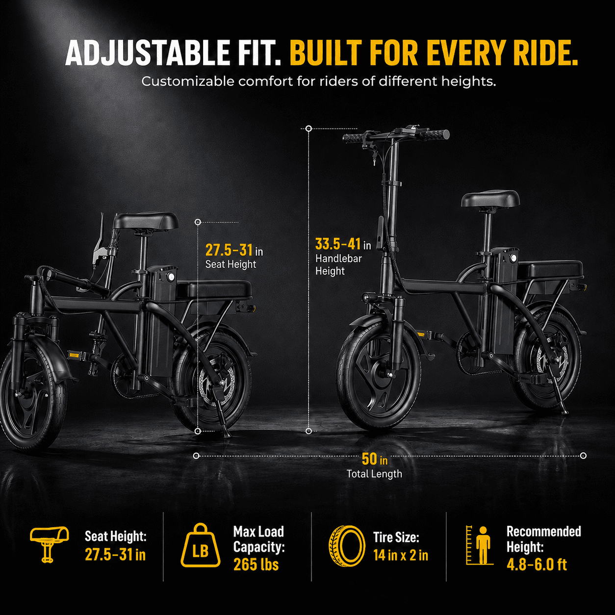 Electric Bike for Adults, 500W Motor, 20 MPH Max Speed Folding Ebike, 14" Electric Bicycles, Max 20 Miles Range (Pedal Assist Mode), Mini E Bikes