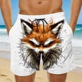 thumbnail image 2 of Lcziwo Mens Stretch Bathing Suit Funny Cartoon Print Summer Beach Shorts Drawstring Elastic Waist Loose Swim Trunks White,S, 2 of 7