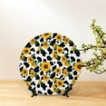 thumbnail image 6 of Bingfone Cute Cow Print Sunflower A Print Bone China Dinner Decorative Plates,Handmade Ceramic Dinner Plate with Stand for Home Club-8in, 6 of 6