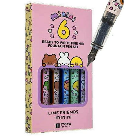 LINE FRIENDS MINIMI Ready-to-Write Fountain Pen by Itoya  boxed set of 6