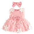 thumbnail image 1 of Zshosam Robe d'Été pour Fille Robe Papillon pour Bébé Fille Tutu à Volants Sans Manches Robes Robe de Fête Taille 9 12 Mois,(Rose 9-12 Mois), 1 of 6