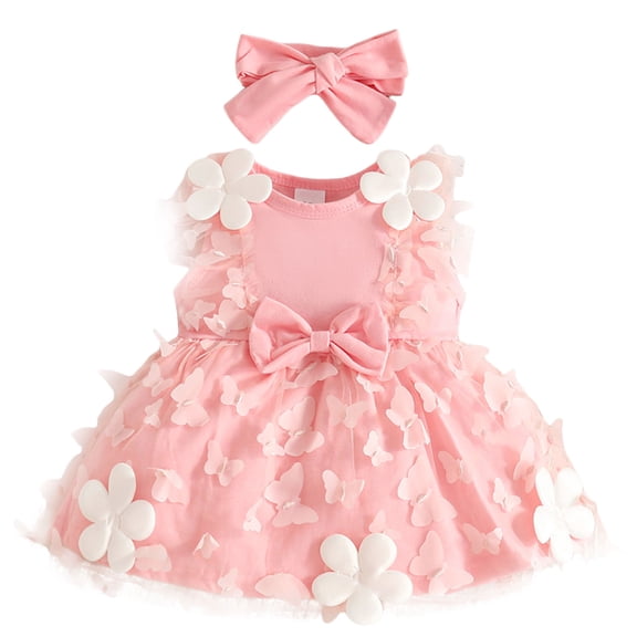 Qopobobo Girl Dresses Teen Dresses Toddler Baby Girl Easter Dress Smocked Puff Sleeve Letter Cross Embroidery Plaid Dresses Summer Clothes Pink,9-12 Months