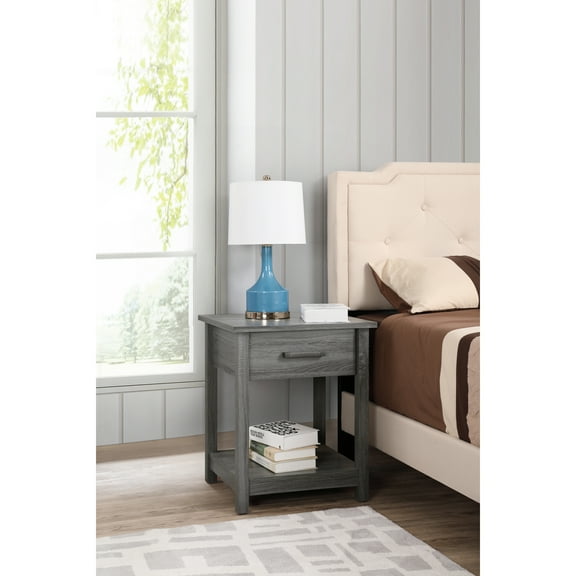 Glory Furniture Salem Manufactured Wood 1-Drawer Nightstand in Gray
