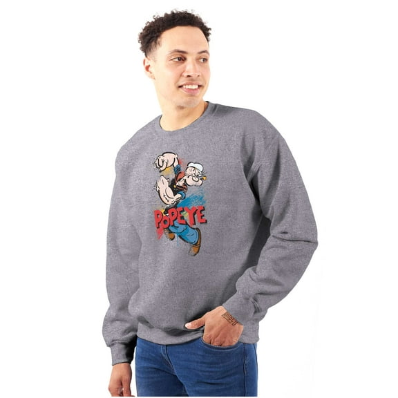 Popeye the Sailor Retro Cartoon Comic Sweatshirt for Men or Women Brisco Brands S