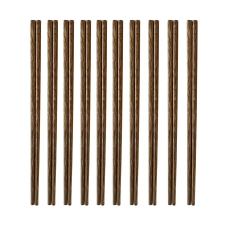 10 Pairs Natural Wooden Chopsticks Reusable, Dishwasher Safe, Healthy Classic Chinese Style for Kitchen, Dining, Noodles & Gourmet Meals - 9.8 inch Wenge Wood, 9.8 Inch