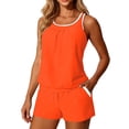thumbnail image 5 of Horkkom Two Piece Swimsuit for Women Summer Beach Bathing Suit Solid Color Slim Tankini Swimsuits with Shorts, Camisole Topss S, 5 of 10