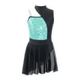 thumbnail image 3 of Alvivi Kids Girls Sequins One Shoulder Ballet Lyrical Dance Costume Contemporary Latin Leotard Dress Light Green 12, 3 of 7