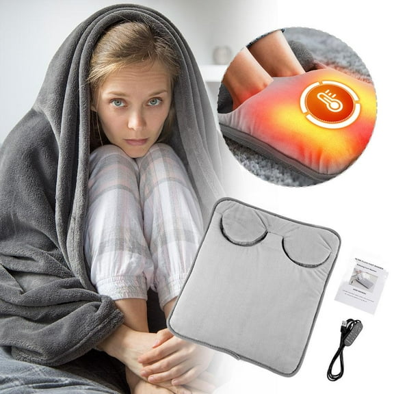 Heated Foot Warmer Foot Warmer Under Desk,4 Levels 4Timers,Heating Pad Leg,Back,Bed,Office (Grey)