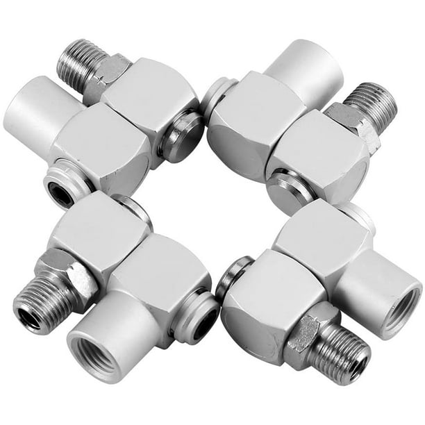 8Pcs Aluminum 1/4" Air Hose Adapters Universal 360 Degree Swivel Air Hose Connector Industrial