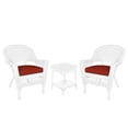thumbnail image 1 of Jeco Ensemble de Conversation en Osier 3 Pcs en Blanc avec Coussins Rouge Orange, 1 of 10