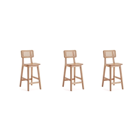 Manhattan Comfort Versailles Tabouret de Comptoir en Canne Naturelle - Ensemble de 3