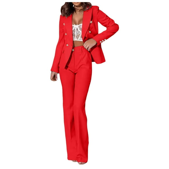 OJinShaWanO Navy Blue Pants for Women Women's Business Suits Border Double Suits Business Women's Suits