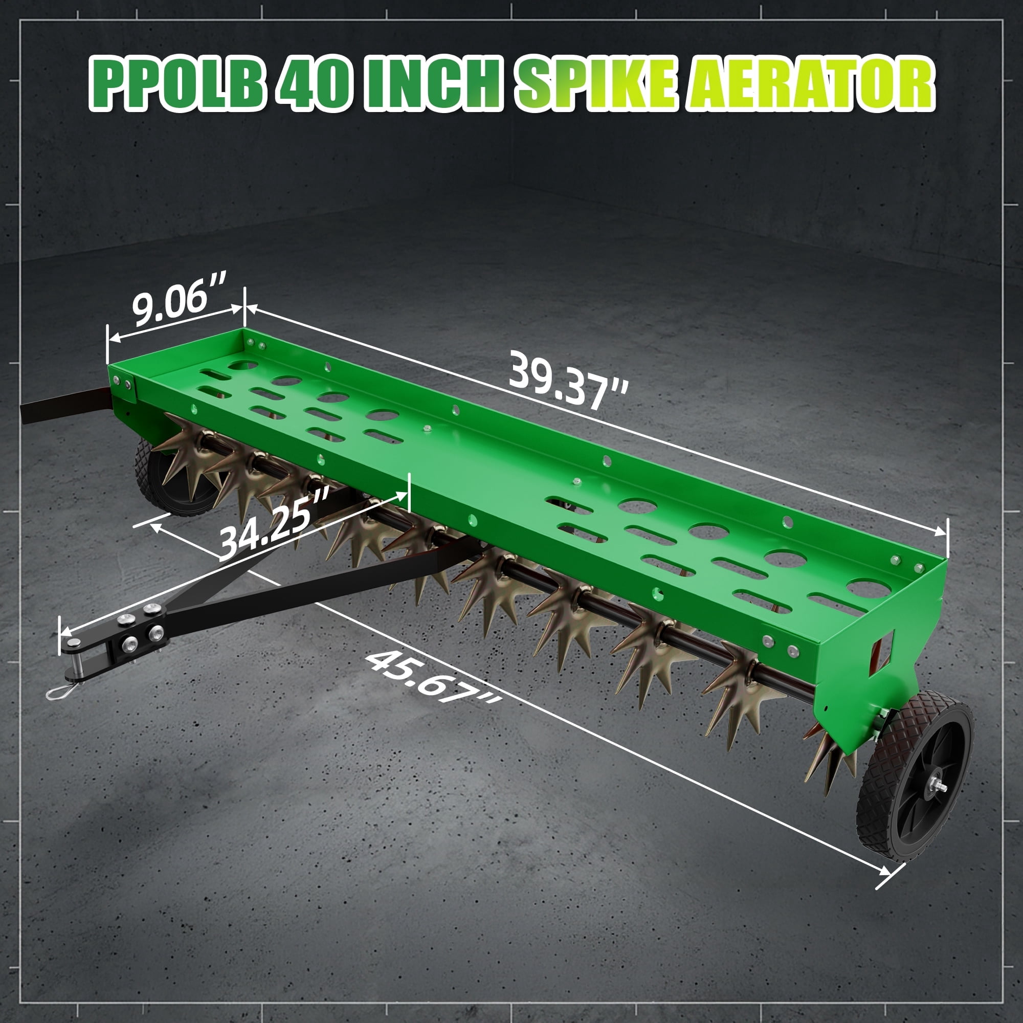 40" Spike Aerator Tow Behind Lawn Aerator Tow Behind w/Universal Hich for Garden,Green