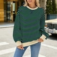 thumbnail image 3 of LYXSSBYX Sweatshirts for Women Loose Fit Women's Fashionable Loose Casual Striped Color Blocking Long Sleeved Round Neck Top/shirt, 3 of 4