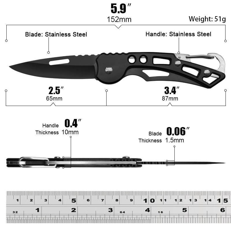 30PCS Black Multi-function Fruit Cutting Knife Boning Butcher Knife Stainless Steel Pocket Folding Knife Camping Knife Small Knife For Outdoor BBQ Meat Cleaver Utility Knife
