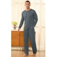 thumbnail image 3 of Iceglad Men's Pajama Set Soft Ribbed Knit Long Sleeve Top and Pants Mens Loungewear 2 Piece Sleep Set, 3 of 8