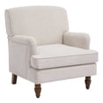 thumbnail image 3 of MAYEERTY Vintage Linen Upholstered Armchair - Antique Wood Legs for Living Room/Bedroom, Beige, 3 of 7