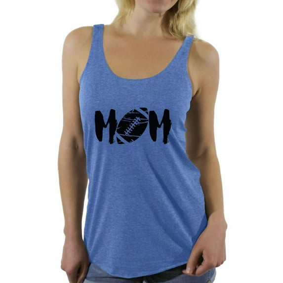 Awkward Styles Women's M-O-M Football Mom Graphic Racerback Tank Tops Black Sports Mother's Day Gift