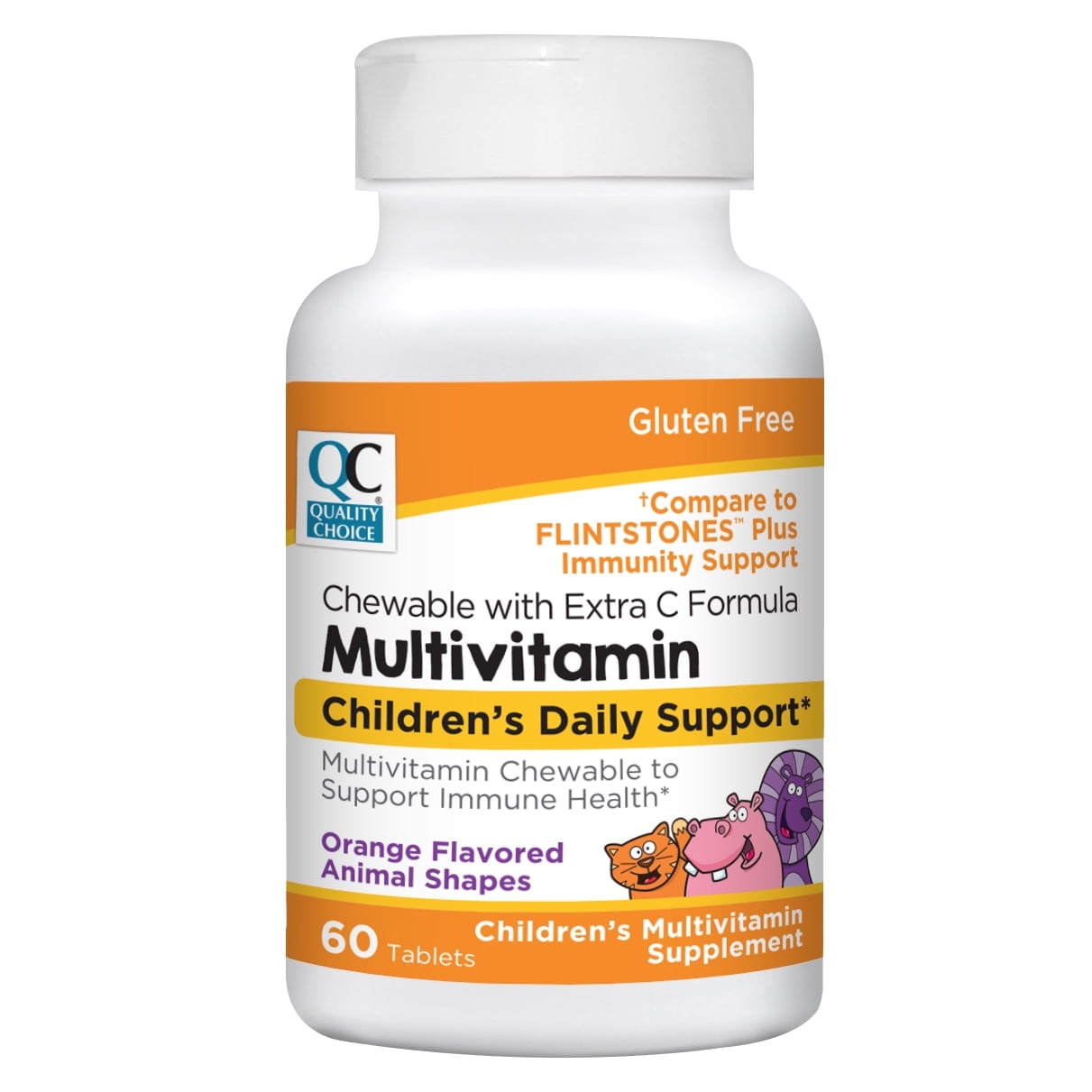 Quality Choice Children's Multivitamin Chewable Tablets with Extra Vitamin C, Orange Flavor, 60 Count