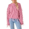 thumbnail image 1 of FAROOT Chandail en Tricot pour Femmes Manches Longues Col Rond à Pompons chandail-Over Uni Mode Urbaine, 1 of 9