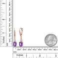 thumbnail image 2 of Gem Stone King 18K Rose Gold Plated Silver Green Nano Emerald and White Lab Grown Diamond Dangle Earrings for Women (3.63 Cttw, Oval 9X7MM), 2 of 3