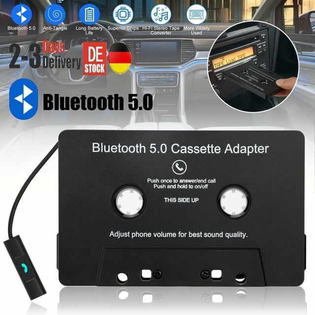 Apuakthei Adaptador de casete Bluetooth 5.0 Adaptador de casete Kabellos para automóvil Radio MP3 de casete