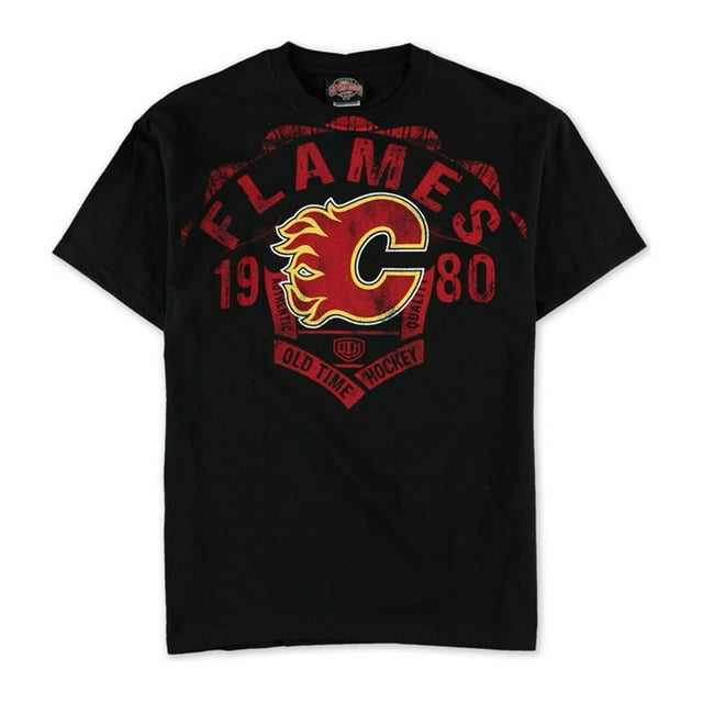 Old Time Hockey - Camiseta gráfica para hombre Calagry Flames, color negro, talla mediana