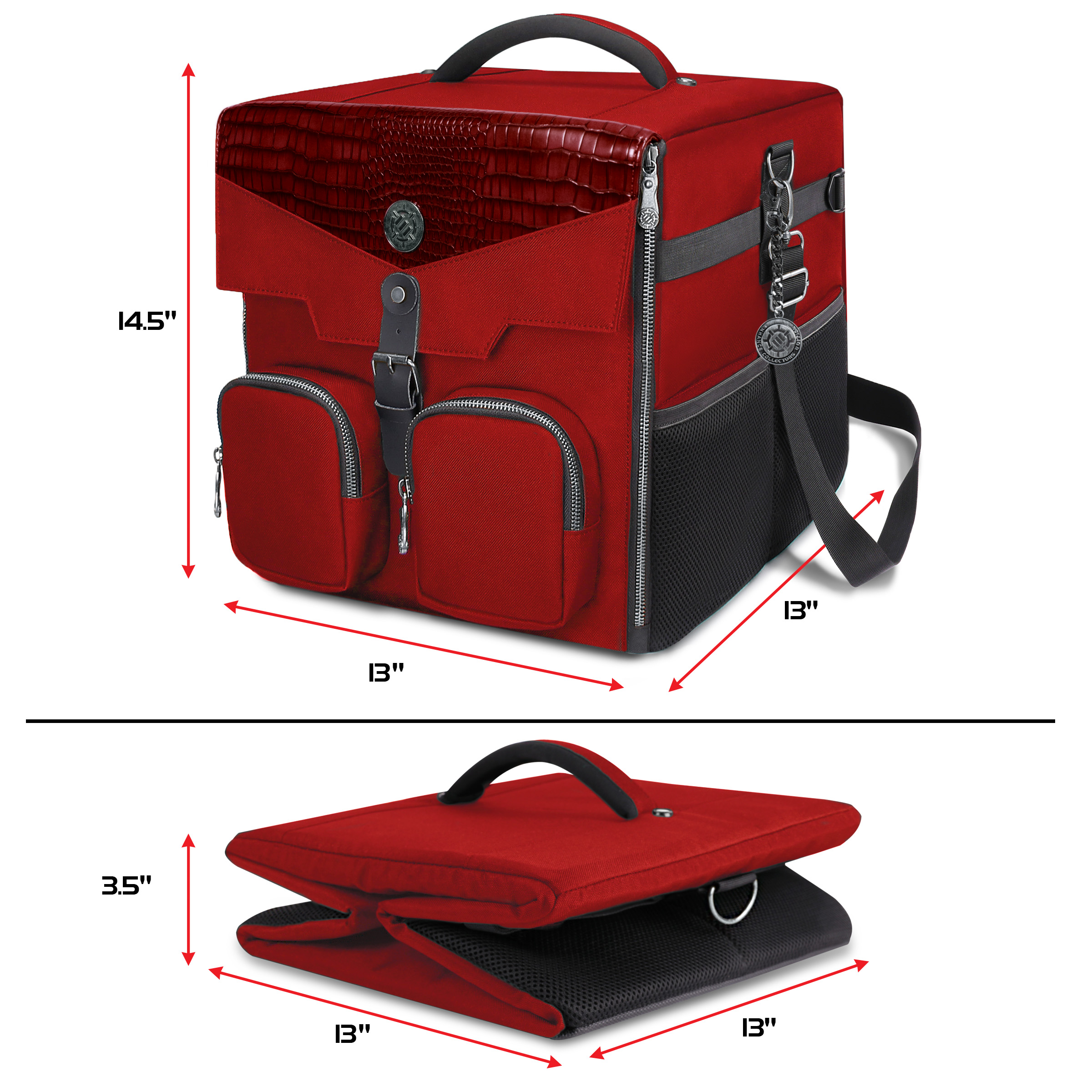 ENHANCE Collector's Edition Board Game Shoulder Bag - Game Storage with Pockets (Dragon Red)