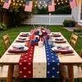 thumbnail image 1 of Linen Independence Day Tablecloth Waterproof Stain Resistant Table Cover, Patriotic Party Tablecloth for BBQ Picnic Dining Table Kitchen Home Holiday Celebration Decor, 1 of 6