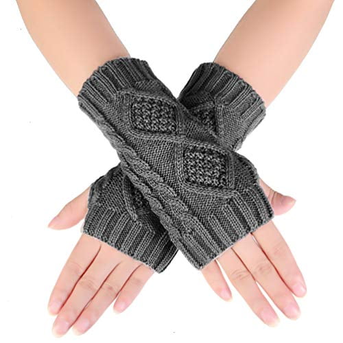 Elroy Knit Arm Warmer Thumb Hole Half Fingerless Warm Gloves for Men