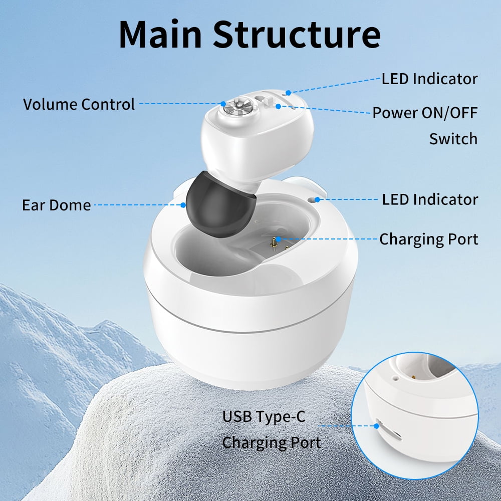 HIBRIQ Digital Rechargeable Hearing Aids with Charging Base, Noise Reduction & Comfort Fit for Seniors HH-1607