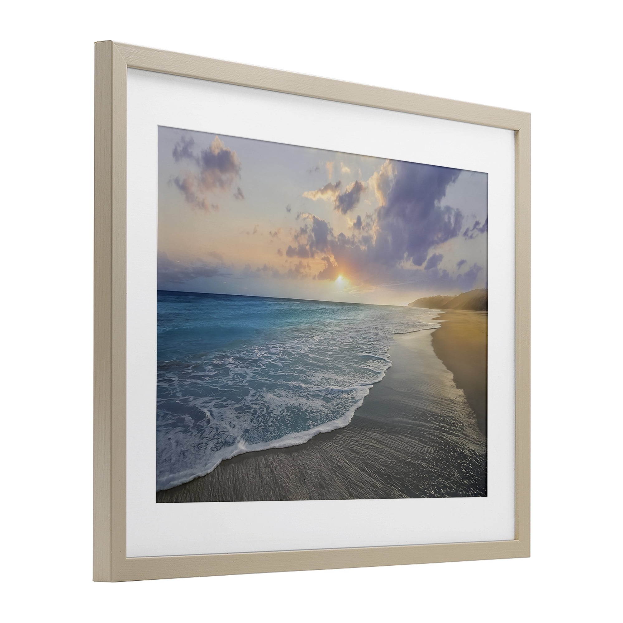 Stupell Industries Sunset over Tranquil Coast Birch Framed Print Under Glass, design by Mike Calascibetta