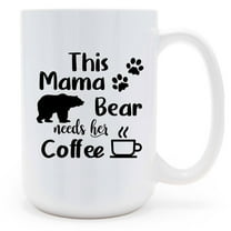 Funny Mom Gifts Coffee Mug 15oz, Mama Bear Ceramic Cup for Mom & Grandma's Christmas, Mothers Day and Birthday