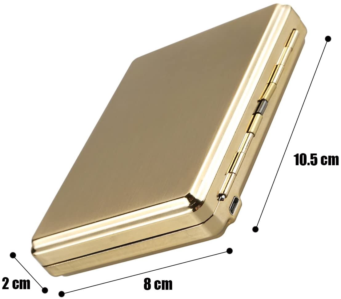 Moonwbak Cigarette Case Lighter, Metal Full Pack 20 Regular Cigarettes Box Holder USB Rechargeable Cigar Lighter Flameless Windproof with USB Cable Best for Birthday Gifts (Eagle)