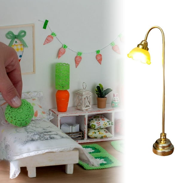 Lámpara de pie para casa de muñecas en miniatura, Mini lámpara LED, muebles para muñecas, modelo de luz, decoración para casa de muñecas, Retro, para