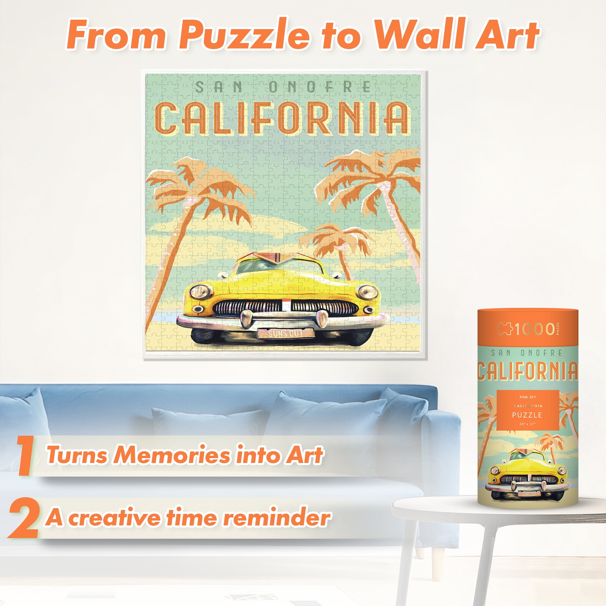 California Pink Sky Puzzle 1000 Piece Cylinder Puzzle Tube Gift Jigsaw Puzzle