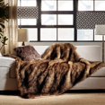 thumbnail image 3 of Luxury Plush Faux Fur Throw Blanket, Long Pile Brown with Black Tipped Blanket, Super Warm, Fuzzy, Elegant, Fluffy Decoration Blanket Scarf for Sofa, Armchair, Couch and Bed, 50''x 60'', 3 of 6