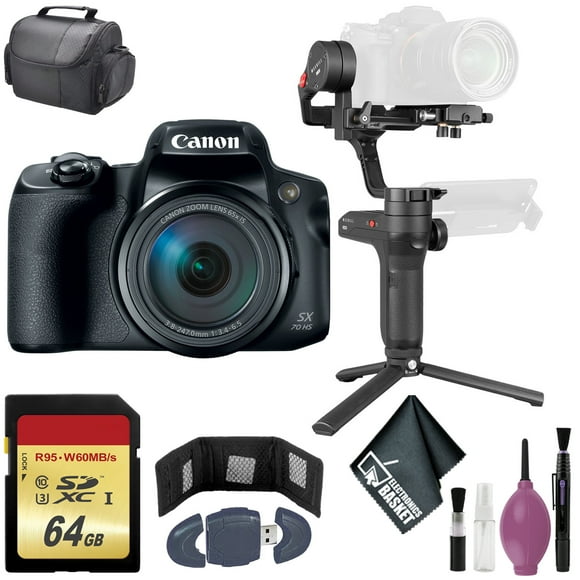 Canon PowerShot SX70 HS Digital Camera Int - Zhiyun-Tech WEEBILL LAB Stabilizer - Card Reader + Wallet - 64GB - Case - Cleaning Kit + More