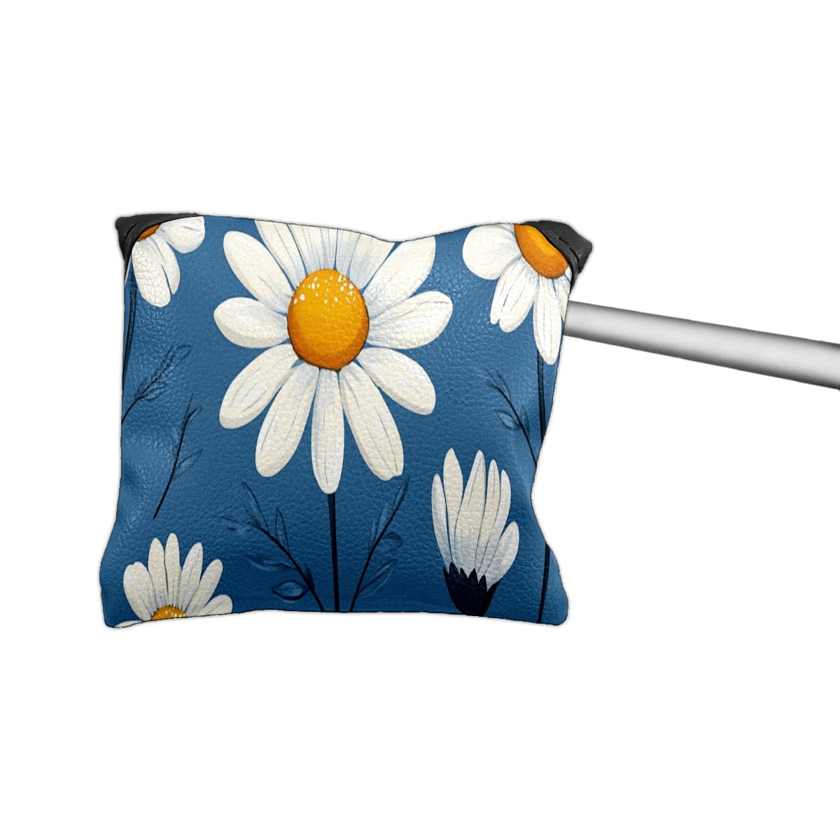 Golf Mallet Putter Cover Premium Leather Waterproof Golf Putter Head Cover with Magnetic Closure White Yellow Daisies