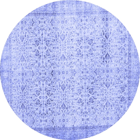 Ahgly Company Indoor Round Abstract Blue Contemporary Area Rugs, 5' Round