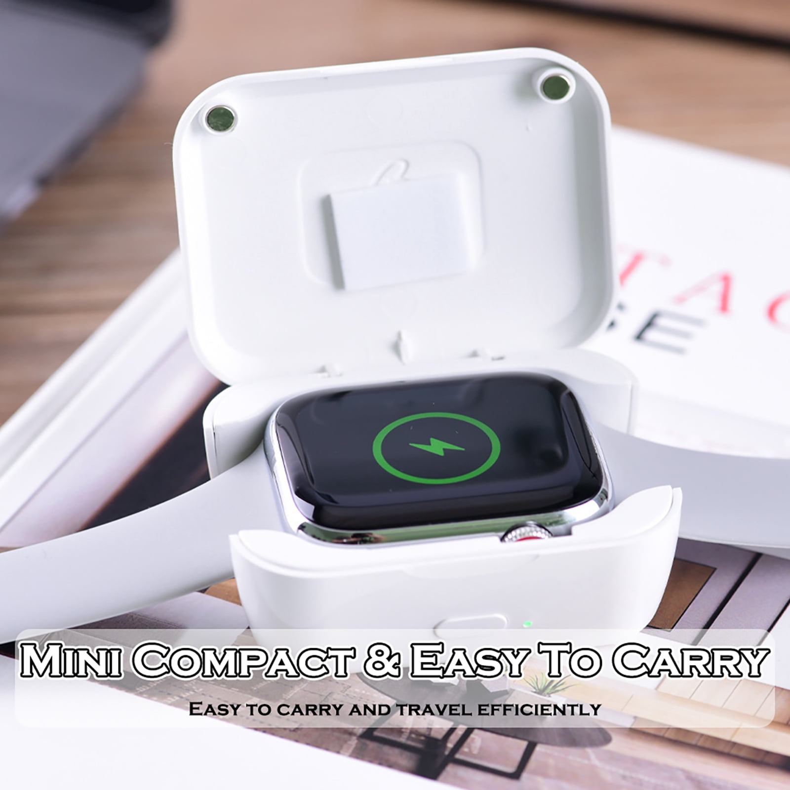 Portable Watch Wireless Charging Bank, Fast Charging Compact Charger for Apple Watch Chargers 10/9/8/7/6/5/4/3/2/1(without Ultra series), USB Type-C Wireless Travel Power, Lightweight, 750mah