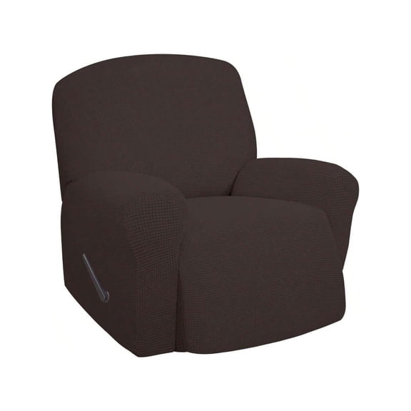 Oversized Recliner Stretch Sofa Slipcover Sofa Cover 1 Piece Furniture Protector Couch Soft With Elastic Bottom Polyester Spandex Jacquard Small Checks Oversize Recliner Chocolate